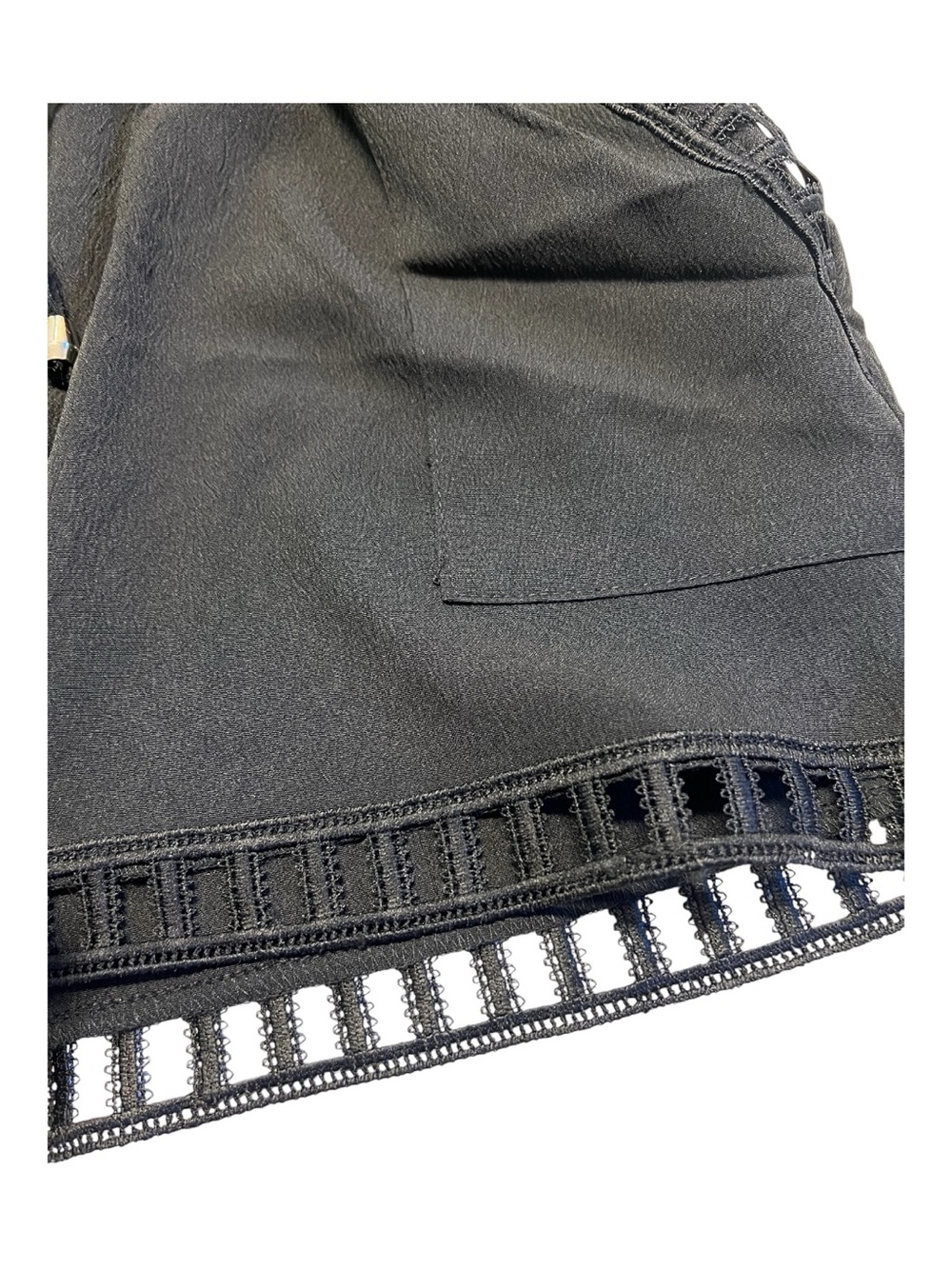 NWOT Black Paperbag Waist Shorts Hollow Out Hem Detail | Size M - Picture 5 of 9